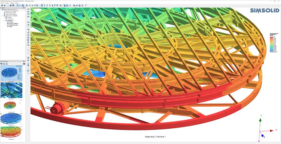 The image shows a 3D visualization of a gear or wheel structure with colorful gradient shading, possibly representing a stress or load analysis in a simulation software interface.
AI-generated content may be incorrect.